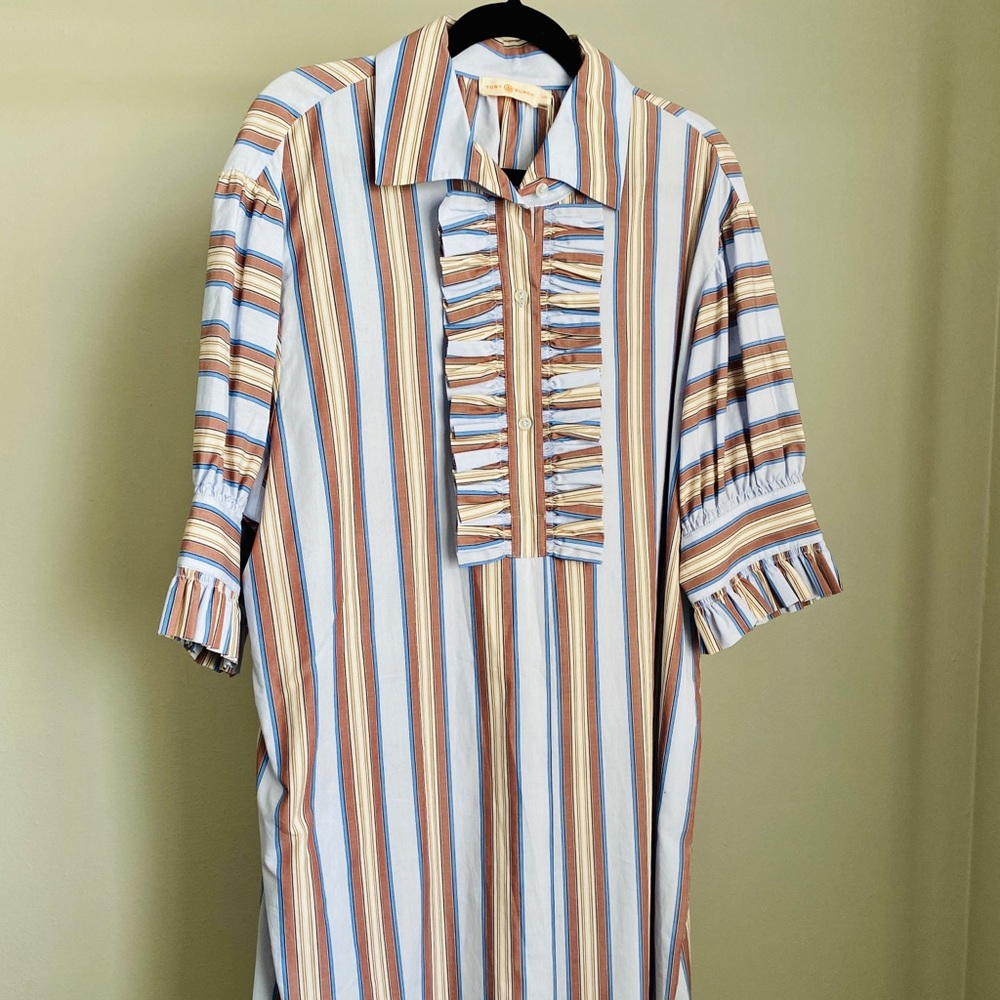 Tory Burch Striped Tuxedo Shirtdress